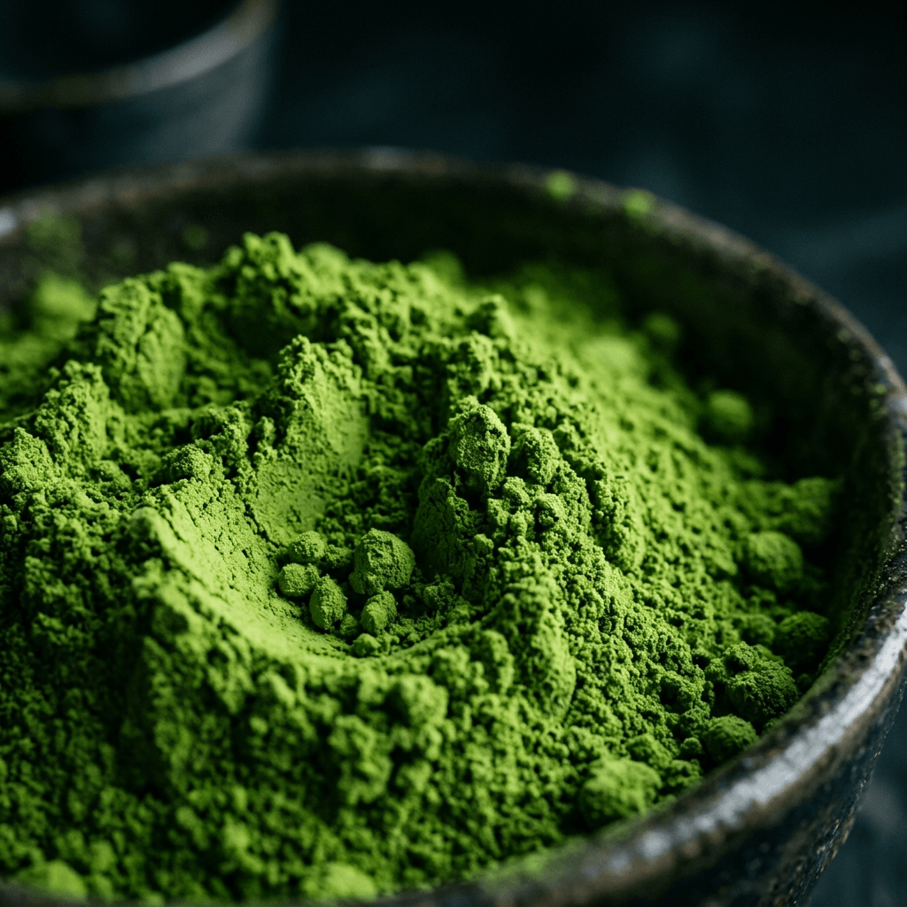 Ceremonial matcha powder texture